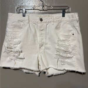 American Eagle Outfitters white Distressed Jean Shorts
